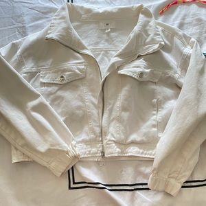 NORDSTROM cropped white jean jacket
